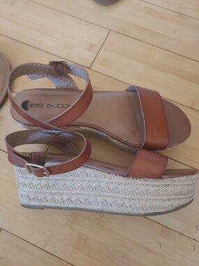 Big Buddha Tan Platform Sandals with Ankle Strap